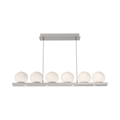 Gaia Linear LED Chandelier in Beige Silver/White Blown Glass (44-Inch).