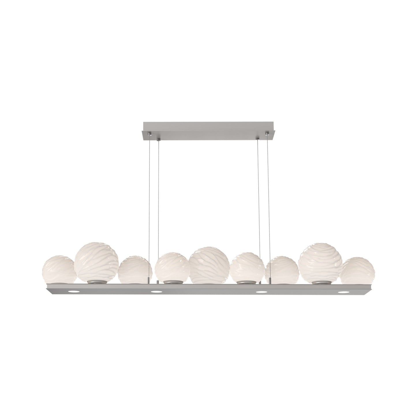 Gaia Linear LED Chandelier in Beige Silver/White Blown Glass (59-Inch).