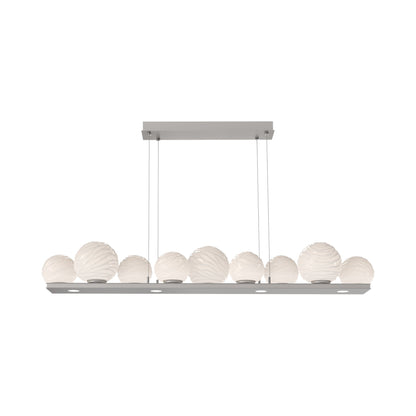Gaia Linear LED Chandelier in Beige Silver/White Blown Glass (59-Inch).