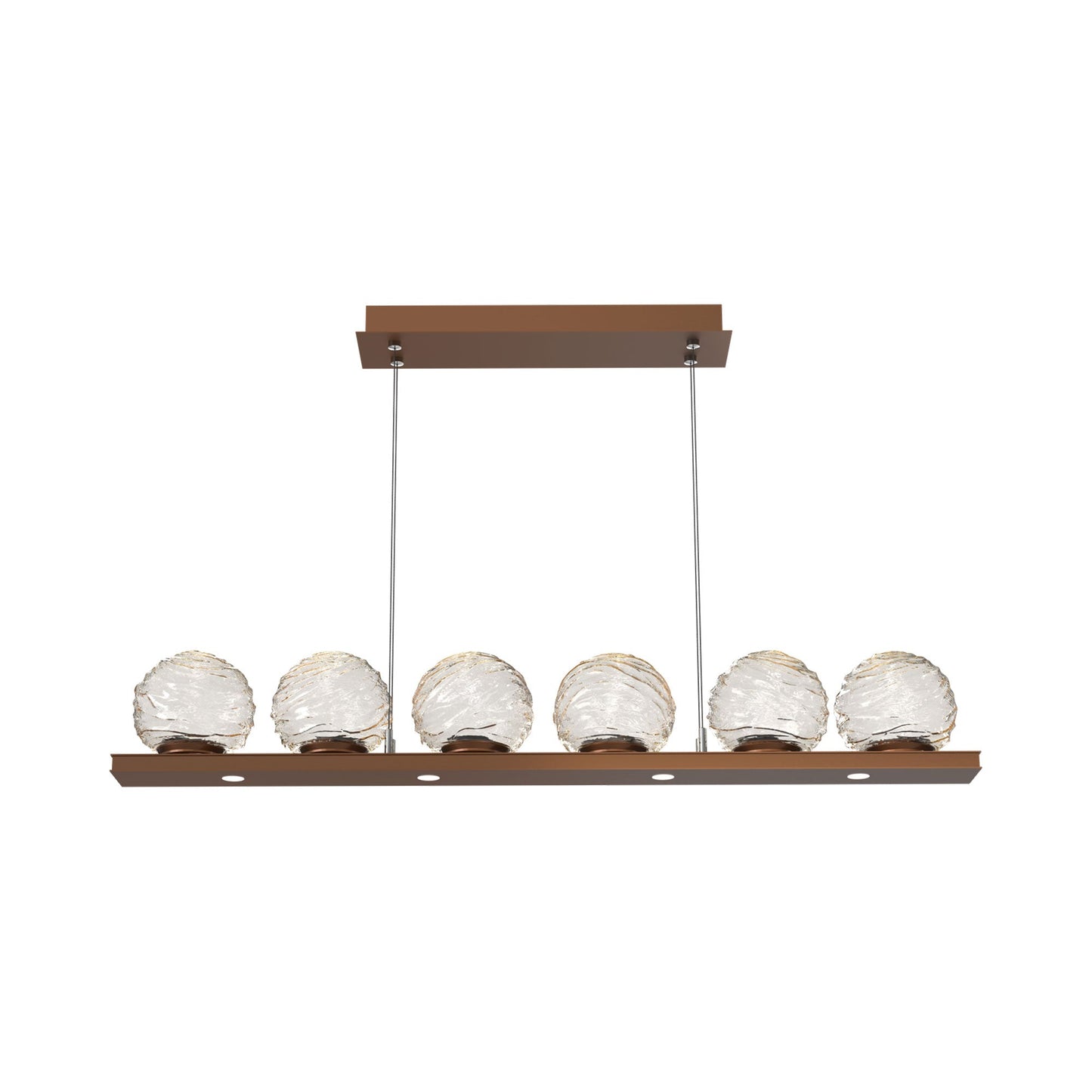 Gaia Linear LED Chandelier in Burnished Bronze/Amber Blown Glass (44-Inch).