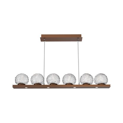 Gaia Linear LED Chandelier in Burnished Bronze/Clear Blown Glass (44-Inch).