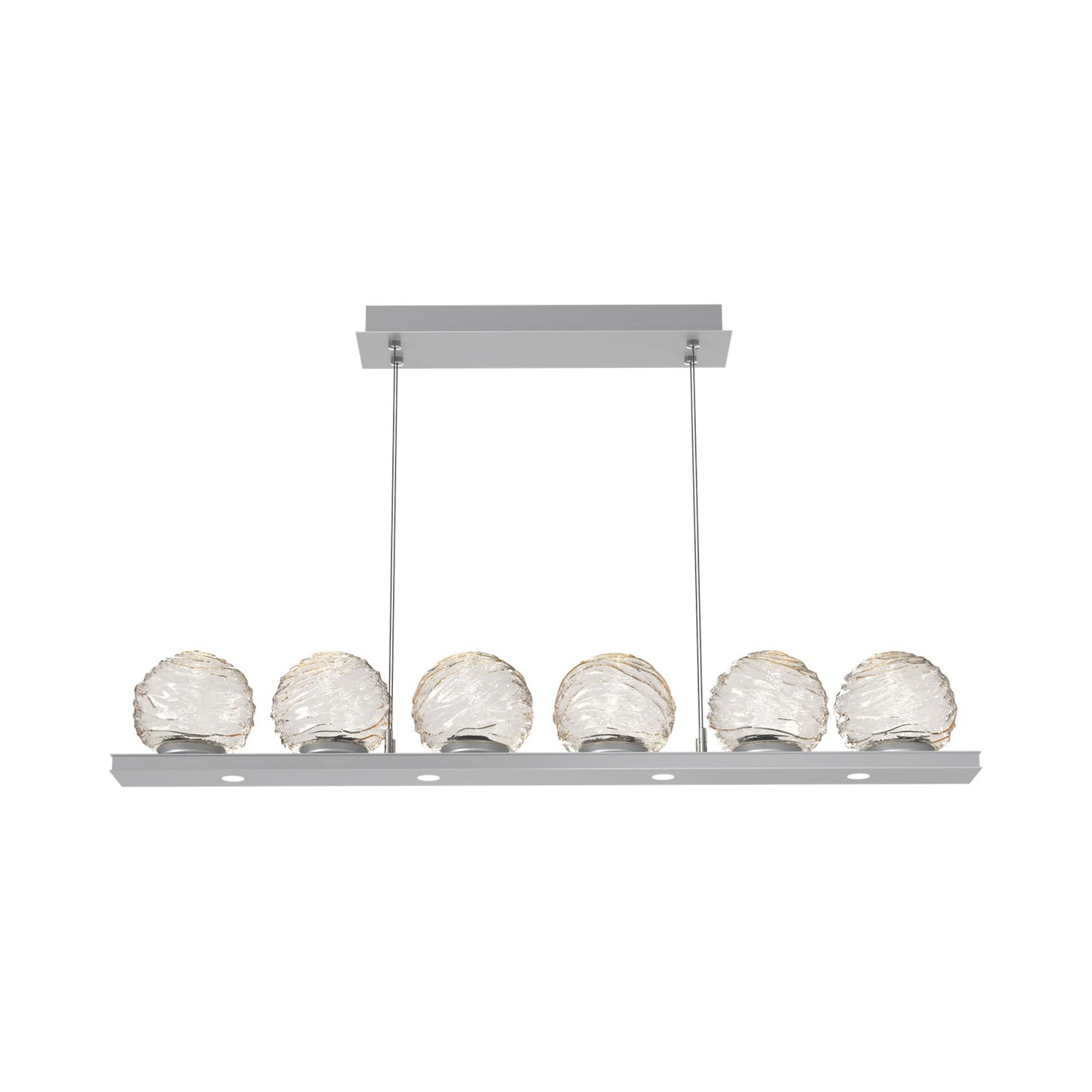 Gaia Linear LED Chandelier in Classic Silver/Amber Blown Glass (44-Inch).