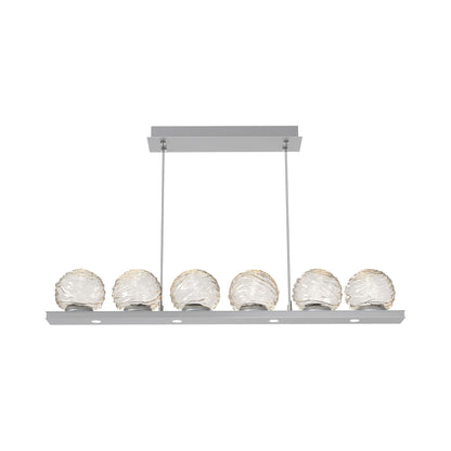Gaia Linear LED Chandelier in Classic Silver/Amber Blown Glass (44-Inch).