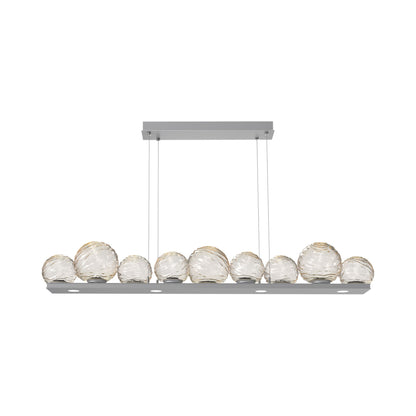 Gaia Linear LED Chandelier in Classic Silver/Amber Blown Glass (59-Inch).