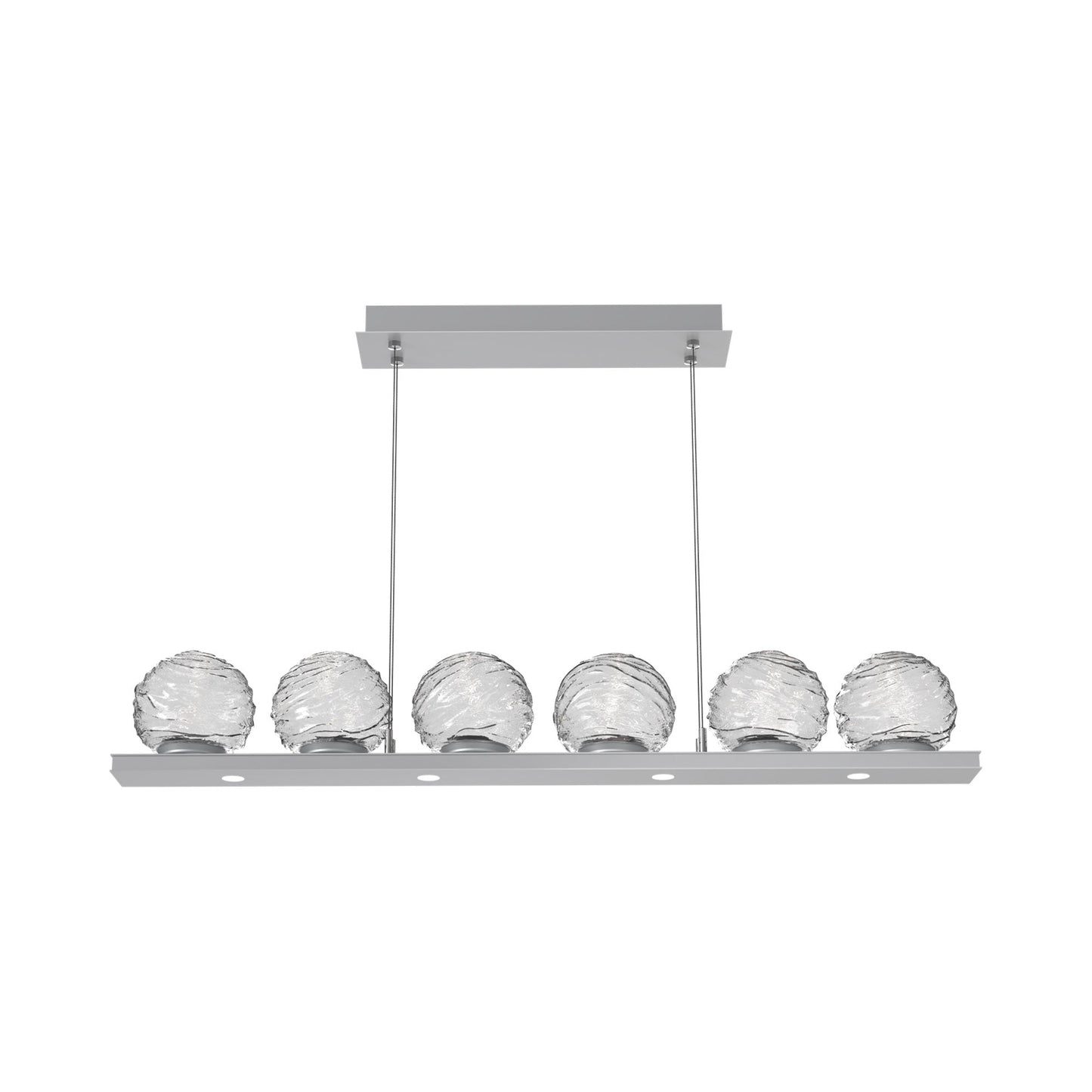 Gaia Linear LED Chandelier in Classic Silver/Clear Blown Glass (44-Inch).