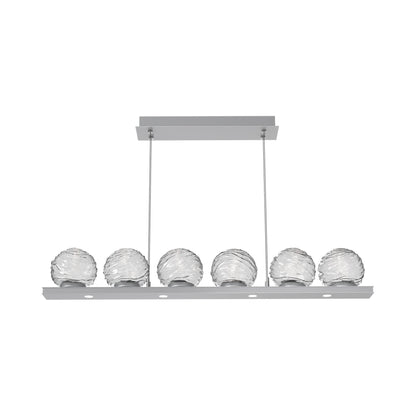 Gaia Linear LED Chandelier in Classic Silver/Clear Blown Glass (44-Inch).