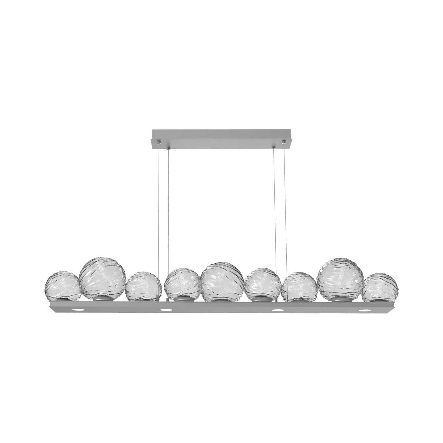 Gaia Linear LED Chandelier in Classic Silver/Clear Blown Glass (59-Inch).