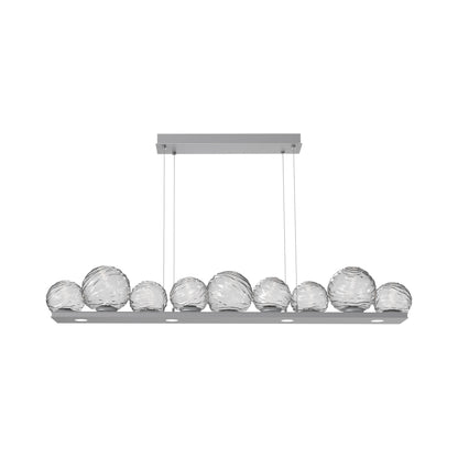 Gaia Linear LED Chandelier in Classic Silver/Clear Blown Glass (59-Inch).