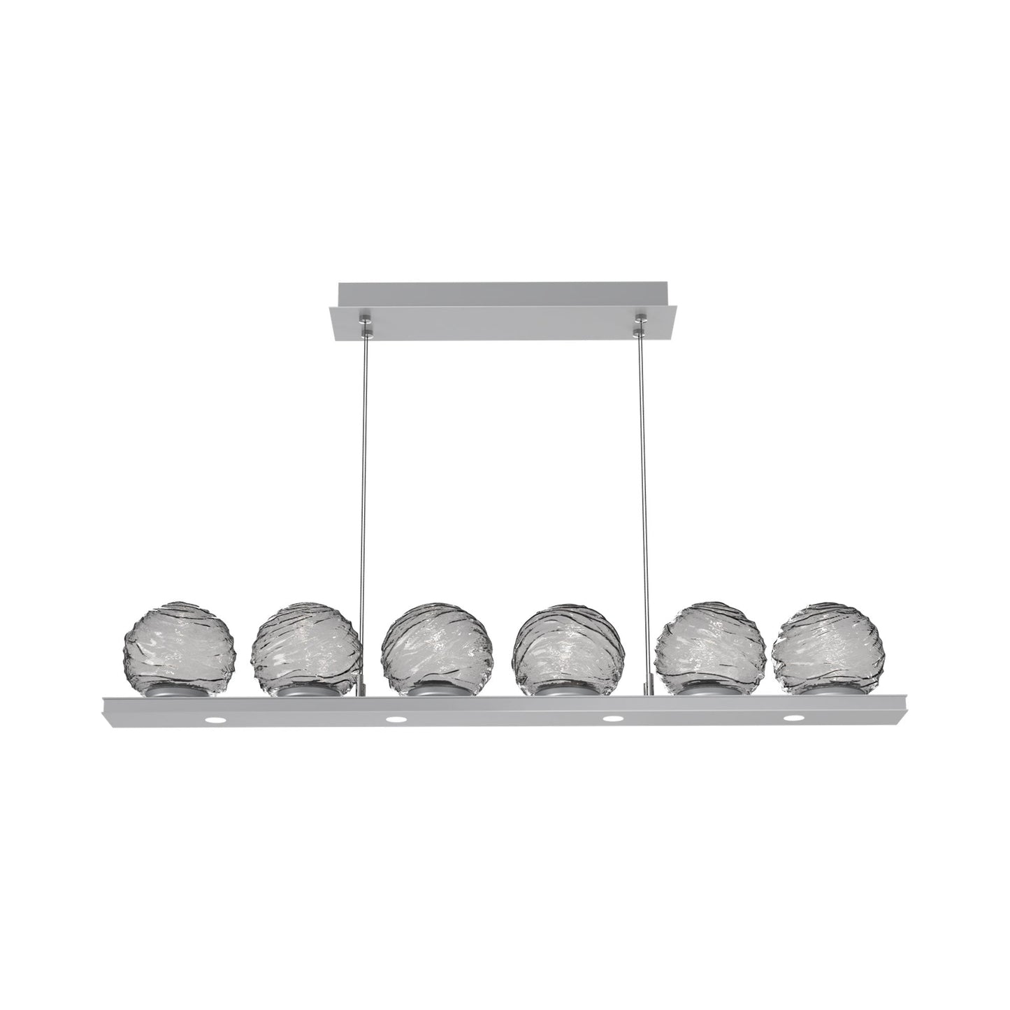 Gaia Linear LED Chandelier in Classic Silver/Smoke Blown Glass (44-Inch).