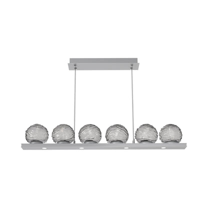 Gaia Linear LED Chandelier in Classic Silver/Smoke Blown Glass (44-Inch).