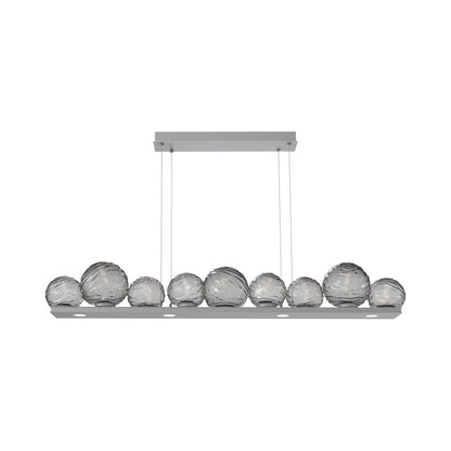 Gaia Linear LED Chandelier in Classic Silver/Smoke Blown Glass (59-Inch).