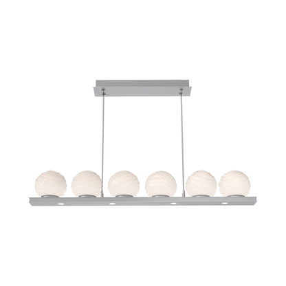 Gaia Linear LED Chandelier in Classic Silver/White Blown Glass (44-Inch).