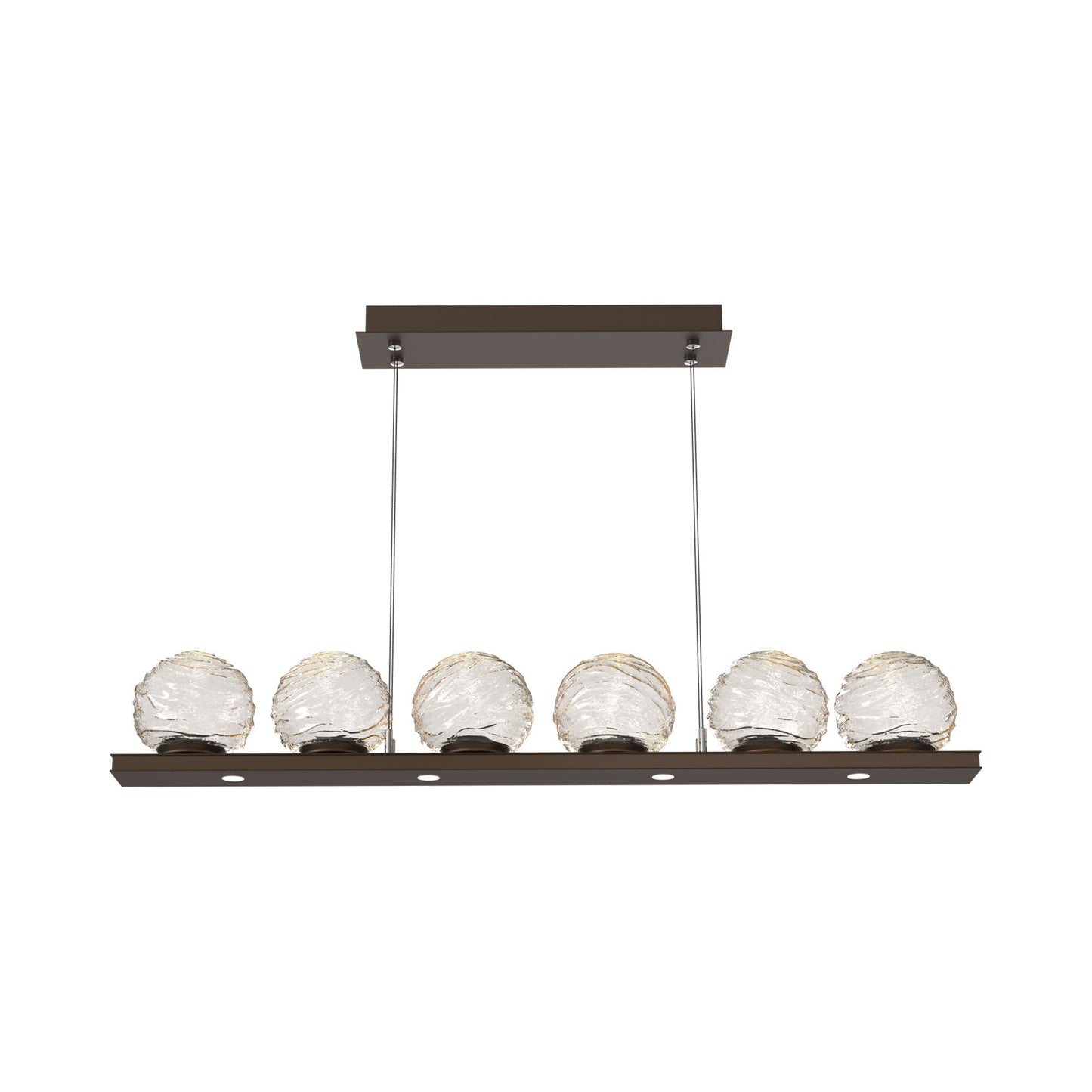 Gaia Linear LED Chandelier in Flat Bronze/Amber Blown Glass (44-Inch).