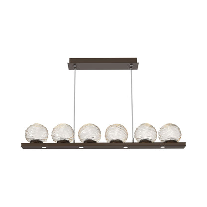 Gaia Linear LED Chandelier in Flat Bronze/Amber Blown Glass (44-Inch).