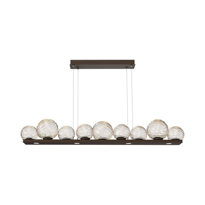 Gaia Linear LED Chandelier in Flat Bronze/Amber Blown Glass (59-Inch).
