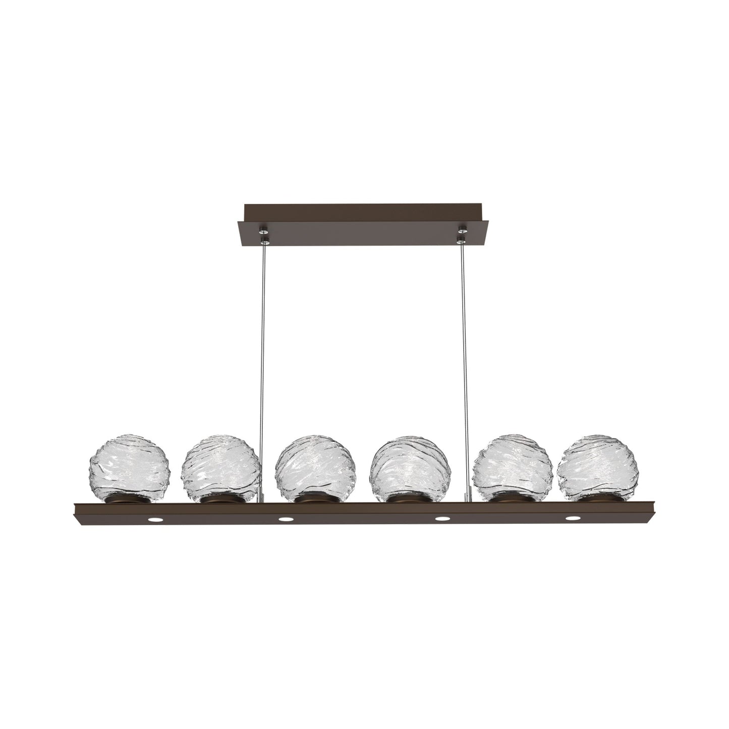 Gaia Linear LED Chandelier in Flat Bronze/Clear Blown Glass (44-Inch).