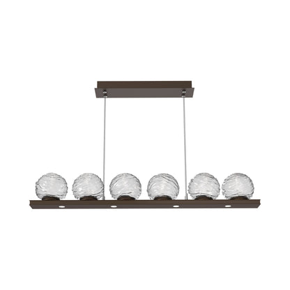 Gaia Linear LED Chandelier in Flat Bronze/Clear Blown Glass (44-Inch).