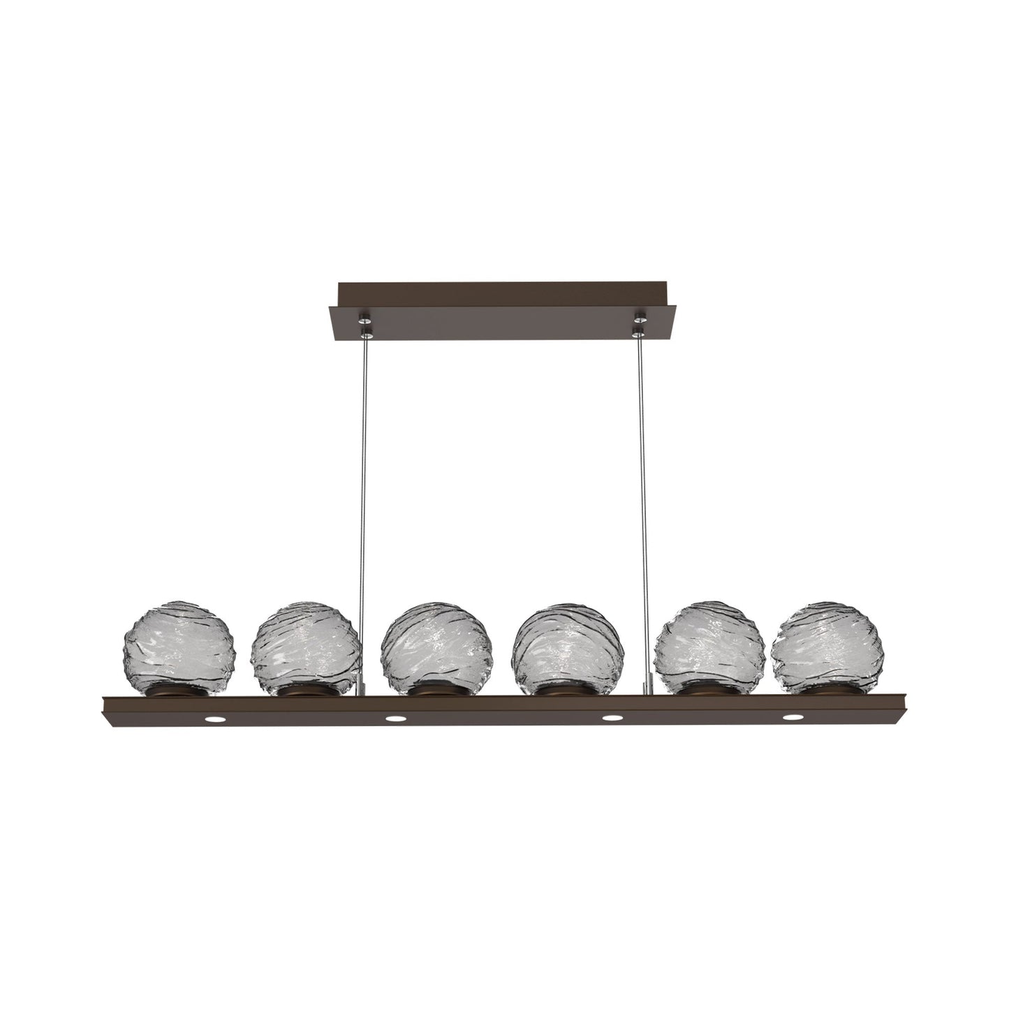 Gaia Linear LED Chandelier in Flat Bronze/Smoke Blown Glass (44-Inch).