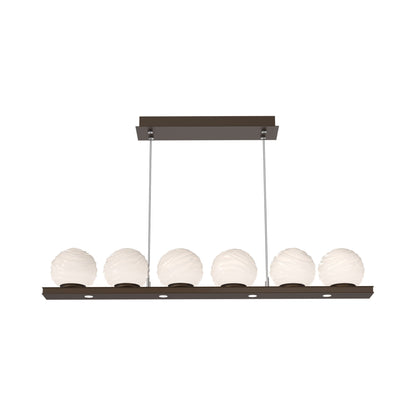 Gaia Linear LED Chandelier in Flat Bronze/White Blown Glass (44-Inch).