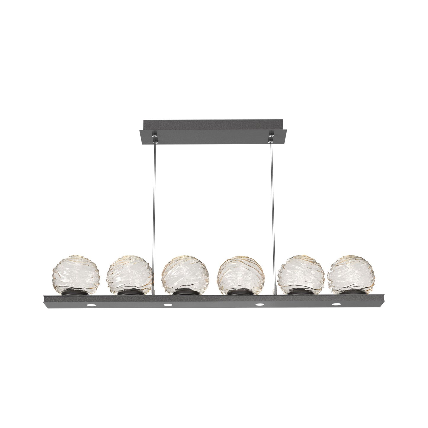 Gaia Linear LED Chandelier in Graphite/Amber Blown Glass (44-Inch).