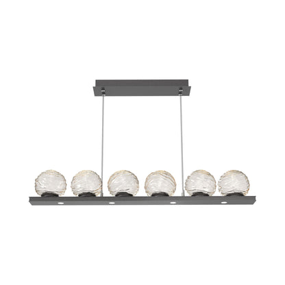 Gaia Linear LED Chandelier in Graphite/Amber Blown Glass (44-Inch).