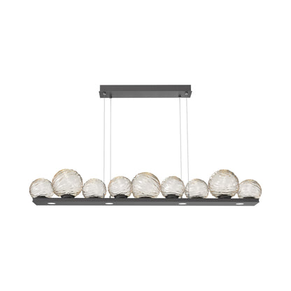 Gaia Linear LED Chandelier in Graphite/Amber Blown Glass (59-Inch).