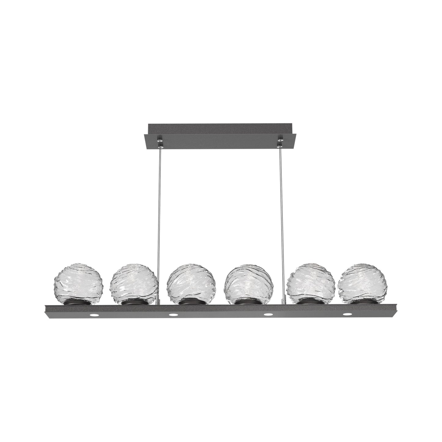 Gaia Linear LED Chandelier in Graphite/Clear Blown Glass (44-Inch).