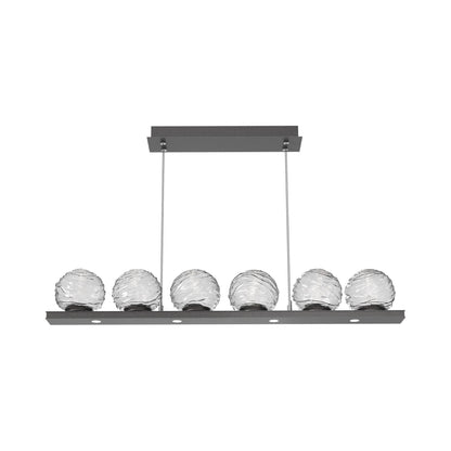 Gaia Linear LED Chandelier in Graphite/Clear Blown Glass (44-Inch).