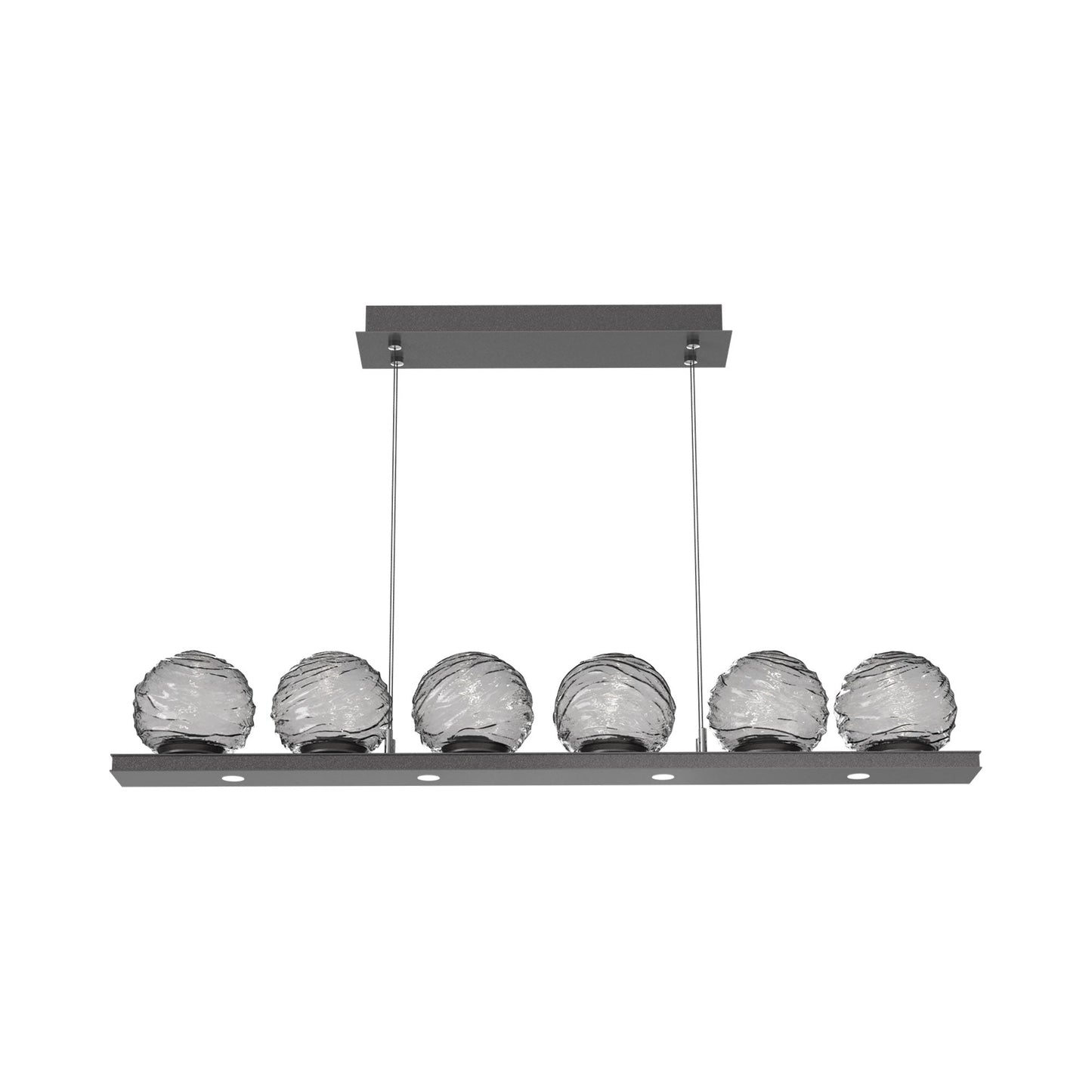Gaia Linear LED Chandelier in Graphite/Smoke Blown Glass (44-Inch).
