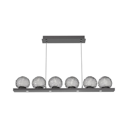 Gaia Linear LED Chandelier in Graphite/Smoke Blown Glass (44-Inch).