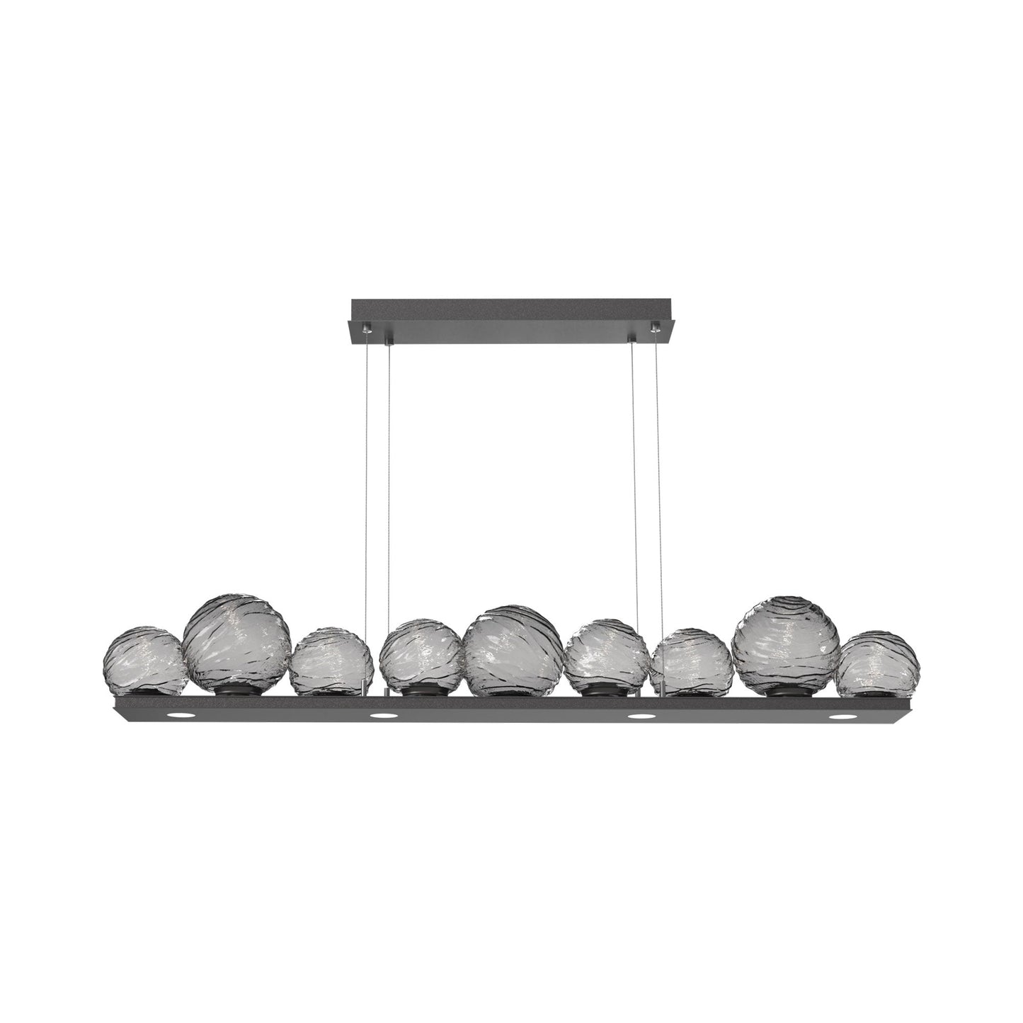 Gaia Linear LED Chandelier in Graphite/Smoke Blown Glass (59-Inch).