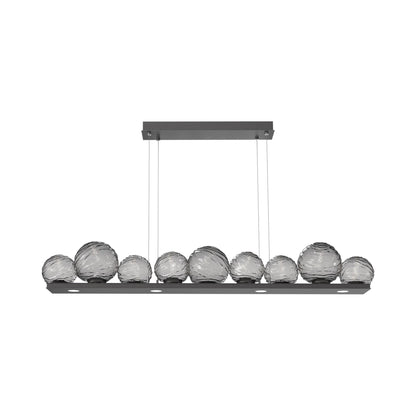 Gaia Linear LED Chandelier in Graphite/Smoke Blown Glass (59-Inch).