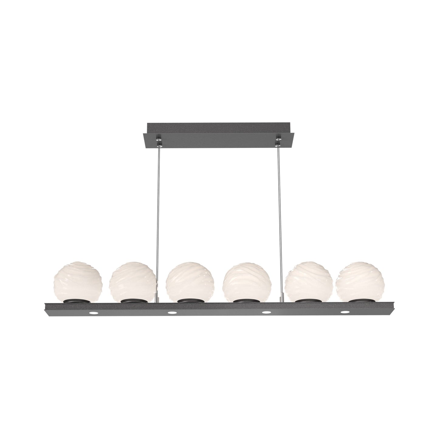 Gaia Linear LED Chandelier in Graphite/White Blown Glass (44-Inch).