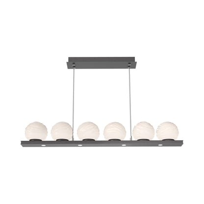 Gaia Linear LED Chandelier in Graphite/White Blown Glass (44-Inch).
