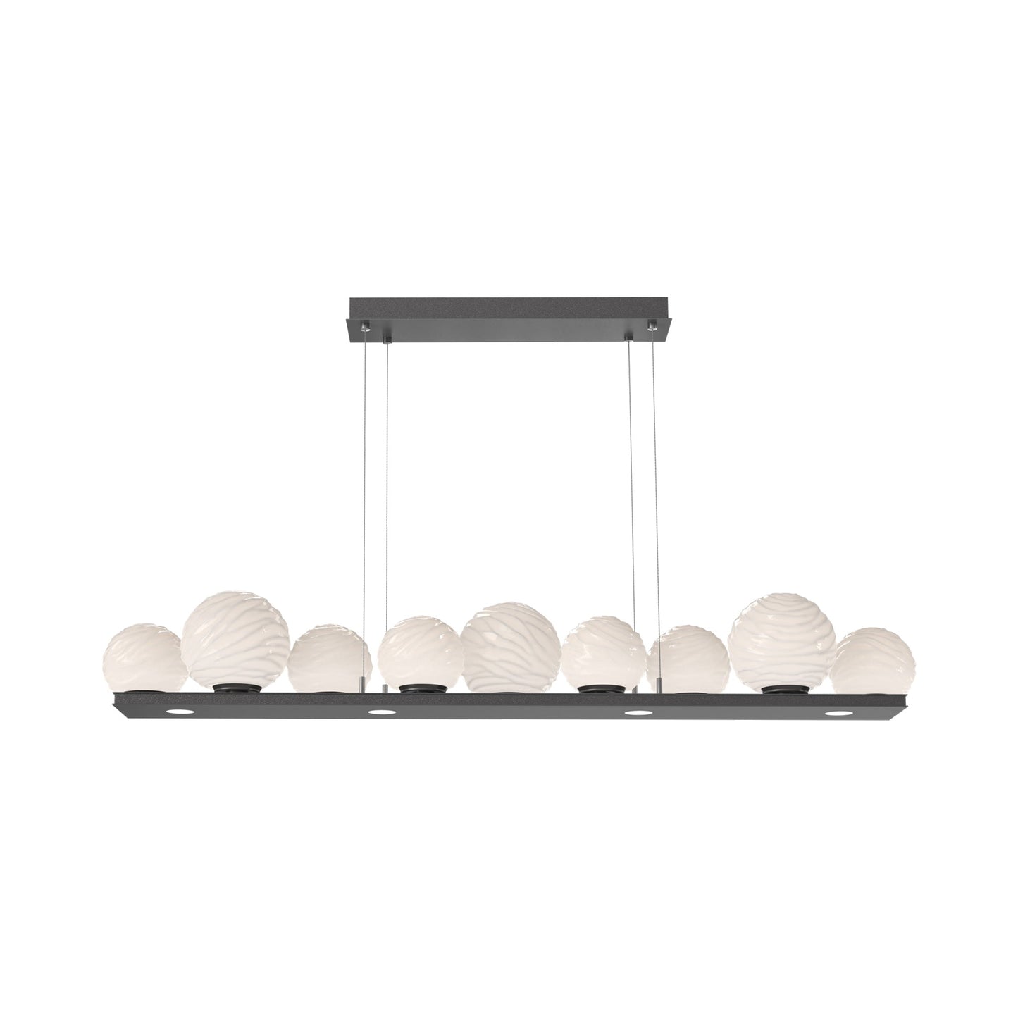 Gaia Linear LED Chandelier in Graphite/White Blown Glass (59-Inch).