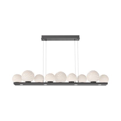 Gaia Linear LED Chandelier in Graphite/White Blown Glass (59-Inch).
