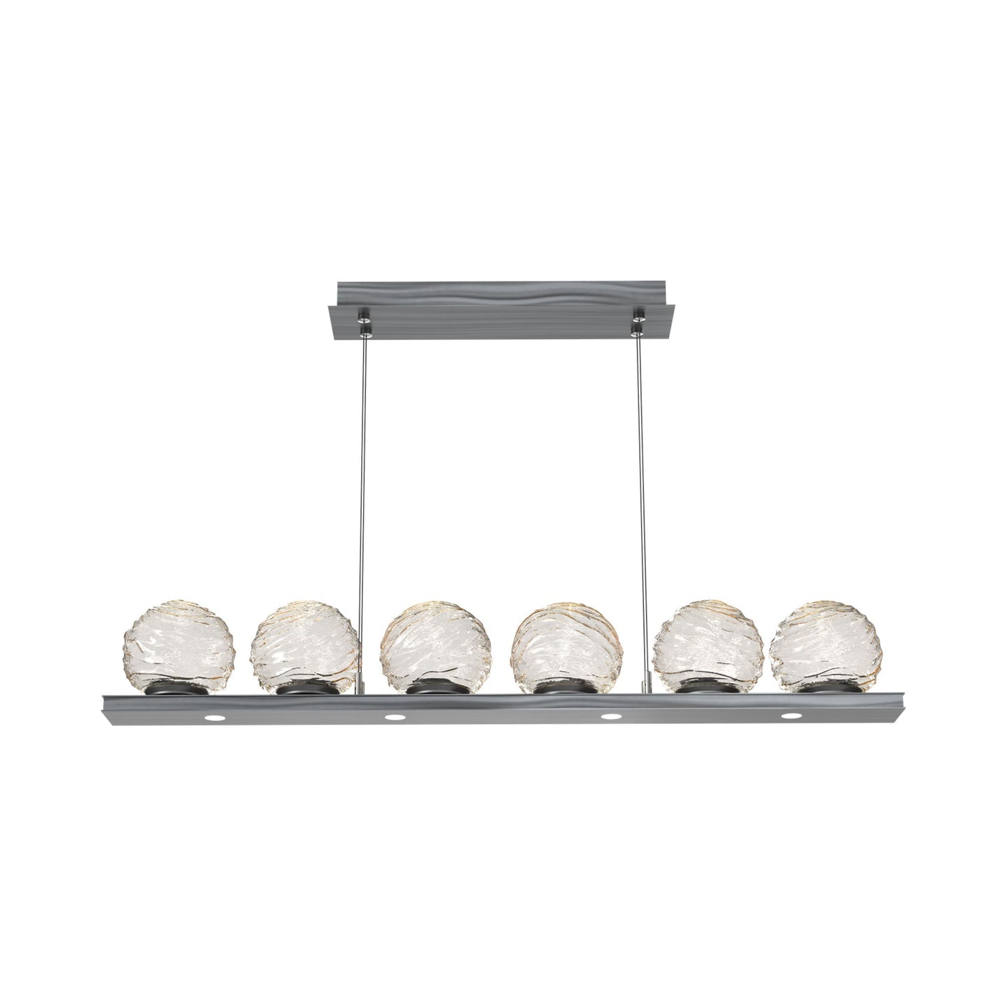 Gaia Linear LED Chandelier in Gunmetal/Amber Blown Glass (44-Inch).