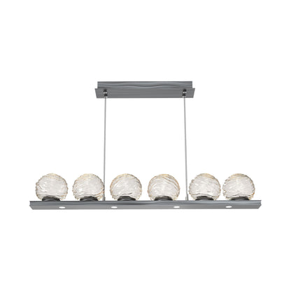 Gaia Linear LED Chandelier in Gunmetal/Amber Blown Glass (44-Inch).