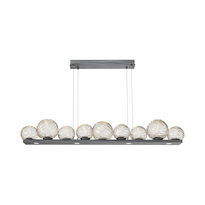 Gaia Linear LED Chandelier in Gunmetal/Amber Blown Glass (59-Inch).