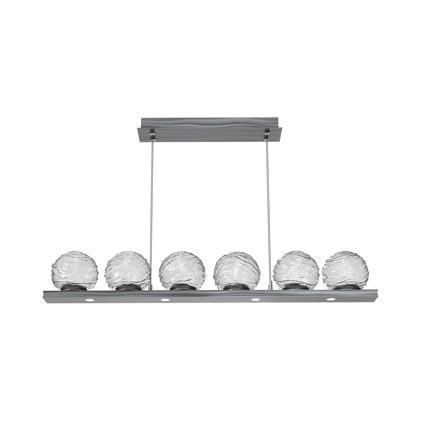 Gaia Linear LED Chandelier in Gunmetal/Clear Blown Glass (44-Inch).