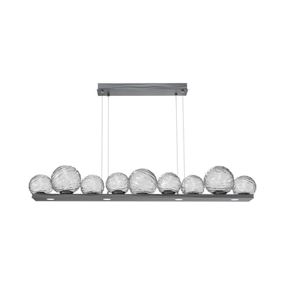 Gaia Linear LED Chandelier in Gunmetal/Clear Blown Glass (59-Inch).
