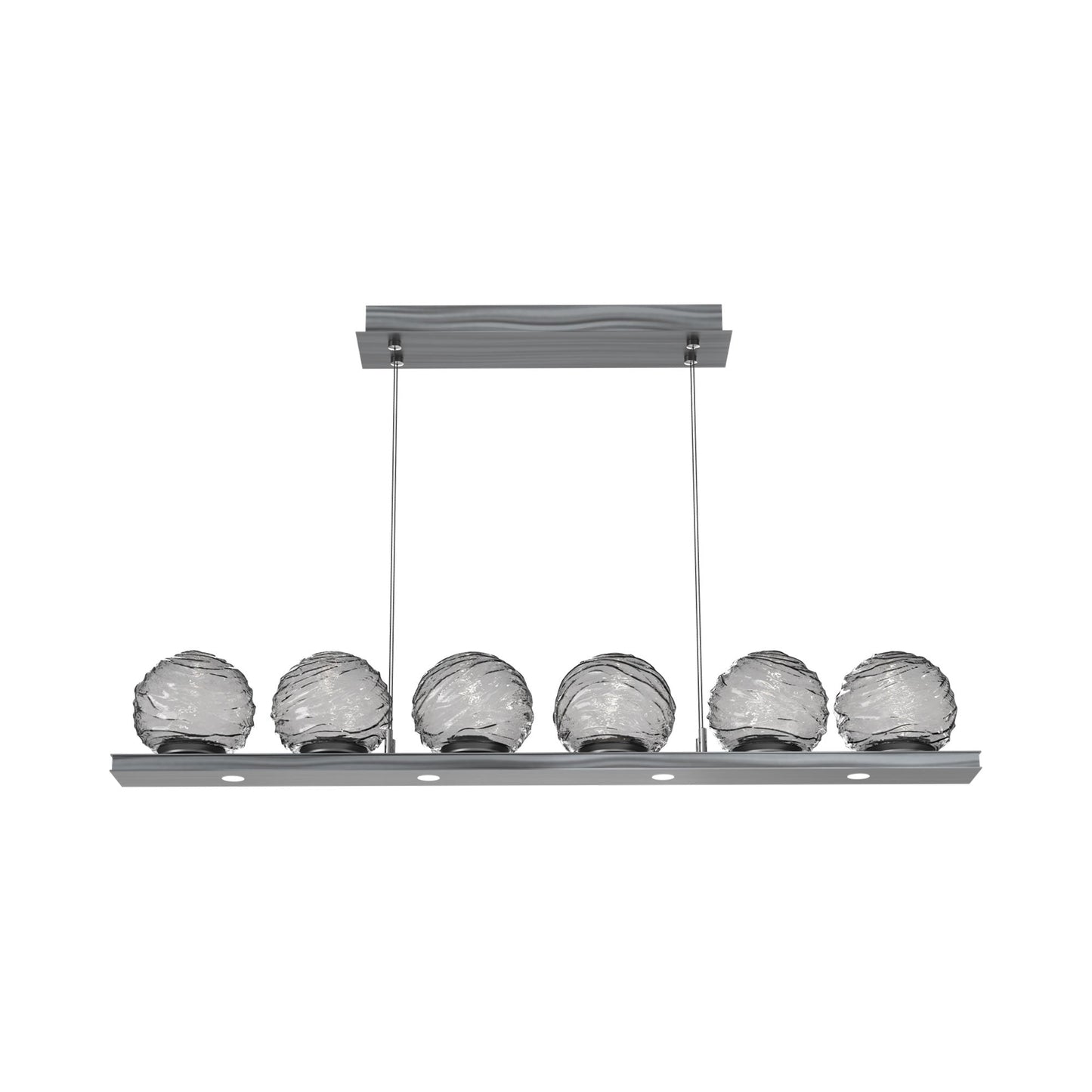 Gaia Linear LED Chandelier in Gunmetal/Smoke Blown Glass (44-Inch).