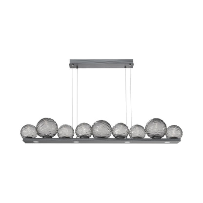 Gaia Linear LED Chandelier in Gunmetal/Smoke Blown Glass (59-Inch).