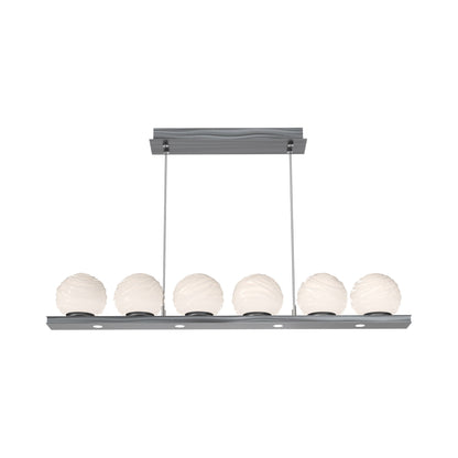 Gaia Linear LED Chandelier in Gunmetal/White Blown Glass (44-Inch).