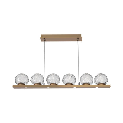 Gaia Linear LED Chandelier in Novel Brass/Clear Blown Glass (44-Inch).