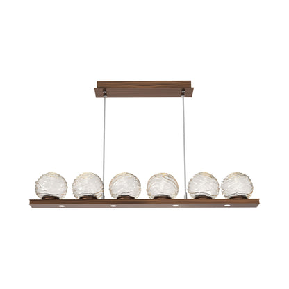 Gaia Linear LED Chandelier in Oil Rubbed Bronze/Amber Blown Glass (44-Inch).