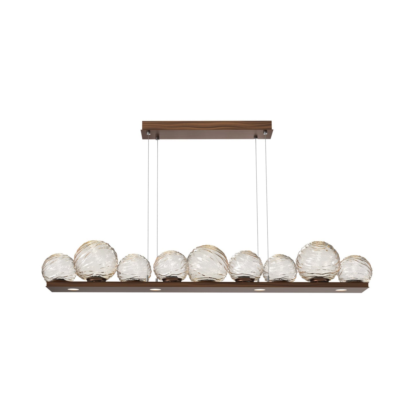 Gaia Linear LED Chandelier in Oil Rubbed Bronze/Amber Blown Glass (59-Inch).