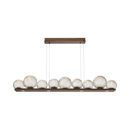 Gaia Linear LED Chandelier in Oil Rubbed Bronze/Amber Blown Glass (59-Inch).