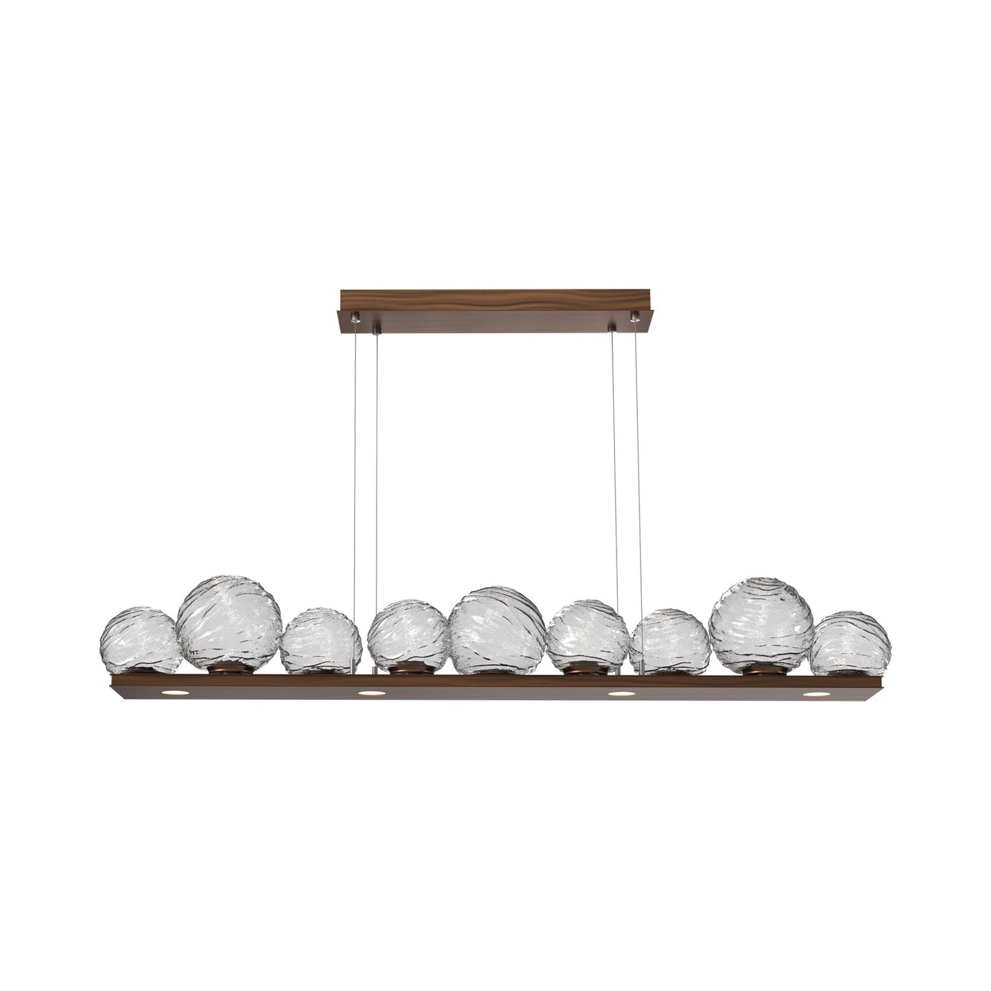 Gaia Linear LED Chandelier in Oil Rubbed Bronze/Clear Blown Glass (59-Inch).