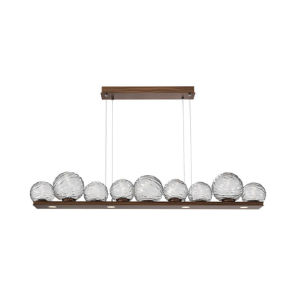 Gaia Linear LED Chandelier in Oil Rubbed Bronze/Clear Blown Glass (59-Inch).